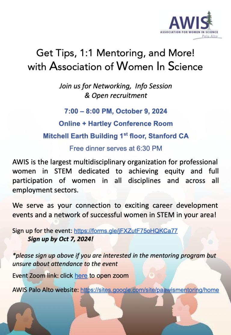 AWIS Mentoring Program Info-session on Wed Oct 9th, 7 – 8 PM