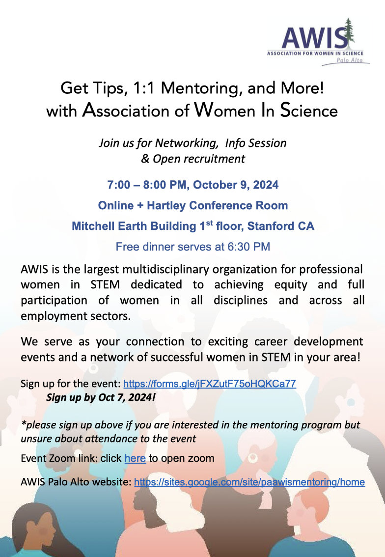 AWIS Mentoring Program Info-session on Wed Oct 9th, 7 – 8 PM