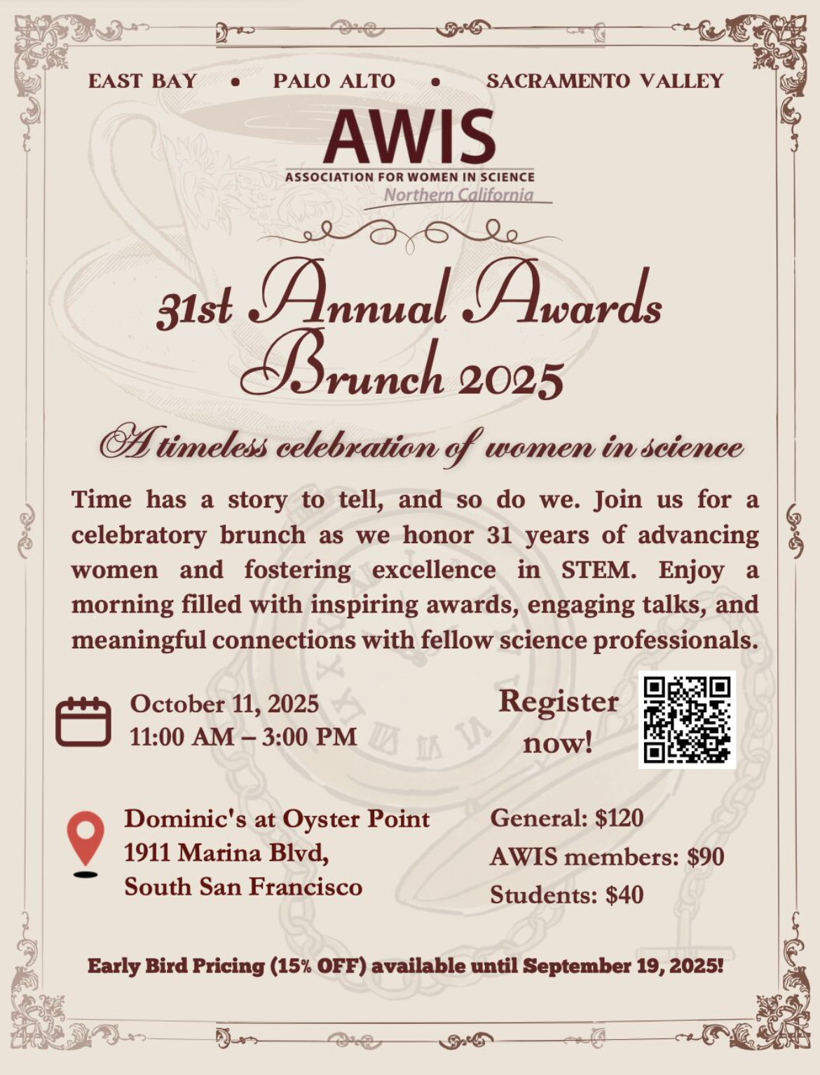 AWIS NCC 31st Annual Awards Brunch (Oct 11th)