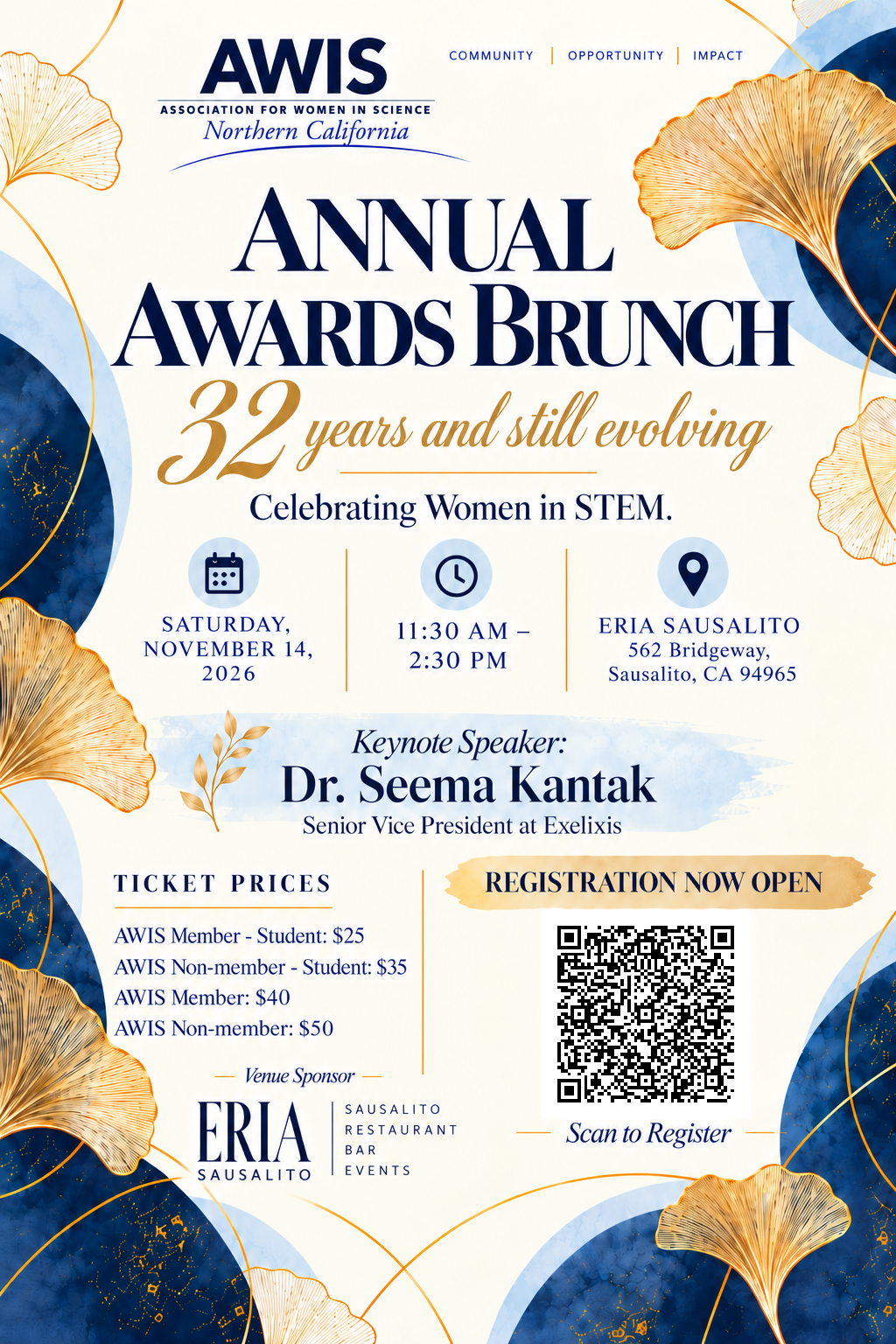 Registration Open: AWIS NCC 32nd Annual Awards Brunch (Nov 14)
